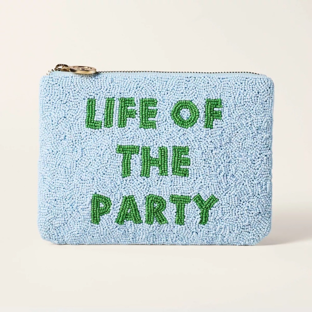New with Tags Kate spade x target life of the party blue beaded clutch